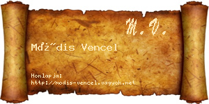 Módis Vencel névjegykártya